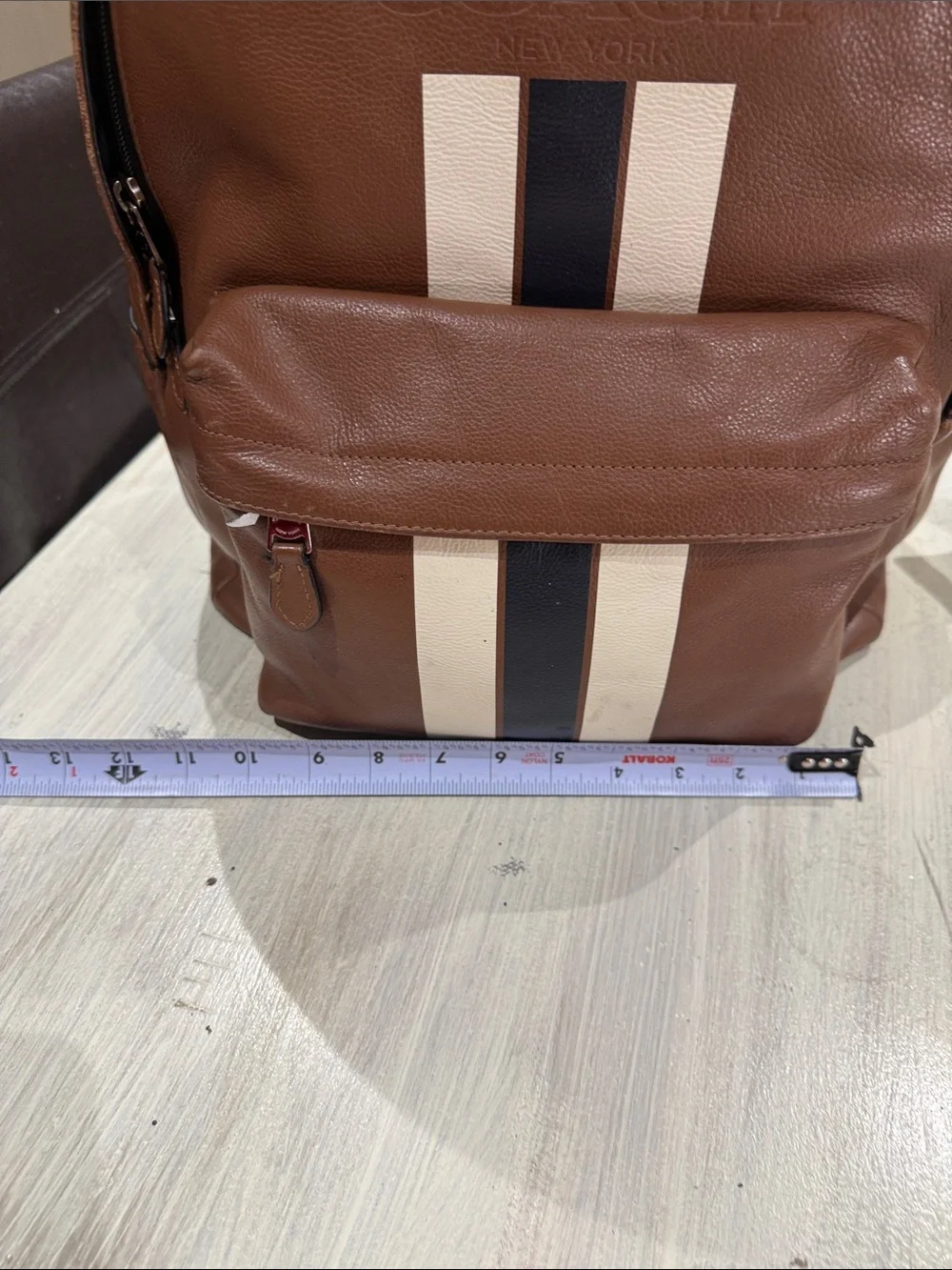 Coach Houston Men’s Brown Leather Backpack Set with Stripe Accent